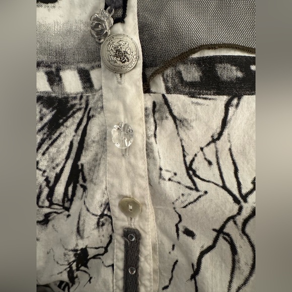 Tango Mango Collection Art-to-Wear Patchwork Embellished Tunic Shirt Small - Picture 6 of 13